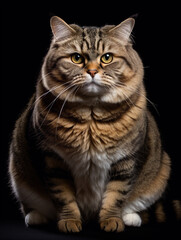 Fototapeta premium fat cat, white background, isolated, portrait
