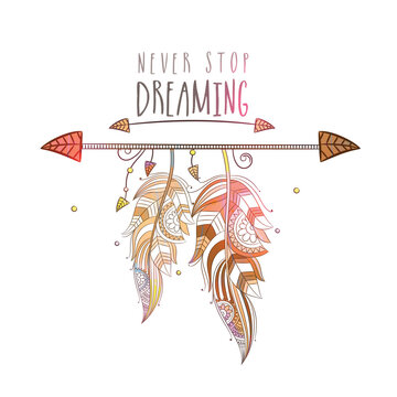 Boho Card template design with creative background.
