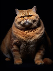 Obraz premium fat cat, white background, isolated, portrait