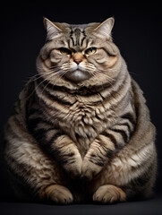 Obraz premium fat cat, white background, isolated, portrait