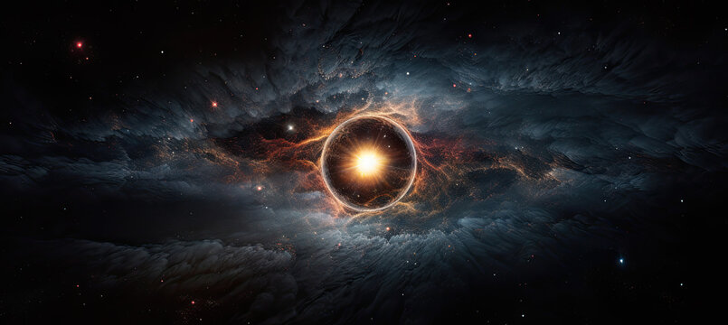 Open eye in the Solar System. Eye watching in outer space
