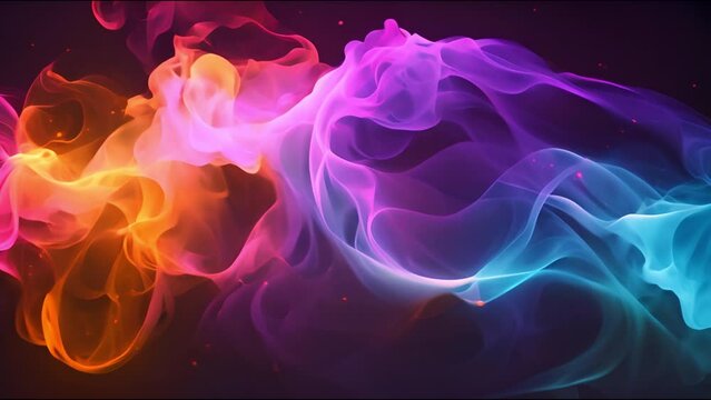Abstract multicolored smoke animation Background. flowing Fluid waves of steam. rainbow colors, abstraction. Wallpaper, elegant beautiful animated backdrop	
