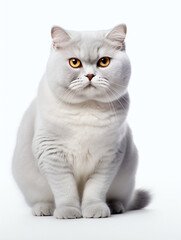 Obraz premium fat cat, white background, isolated, portrait