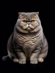Fototapeta premium fat cat, white background, isolated, portrait