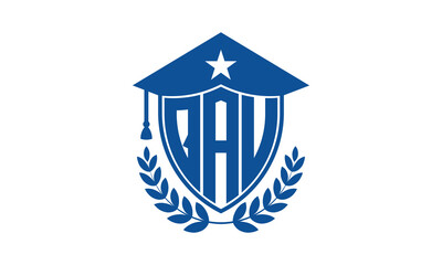 QAU three letter iconic academic logo design vector template. monogram, abstract, school, college, university, graduation cap symbol logo, shield, model, institute, educational, coaching canter, tech