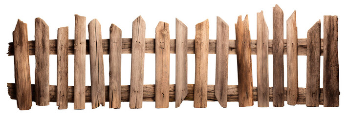 Rustic wooden fence, cut out