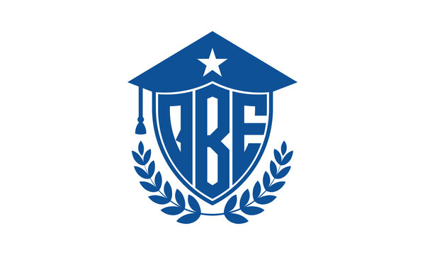 QBE three letter iconic academic logo design vector template. monogram, abstract, school, college, university, graduation cap symbol logo, shield, model, institute, educational, coaching canter, tech