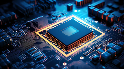 Fototapeta na wymiar Microchip, central computer processor CPU concept