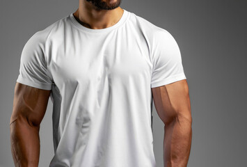 mock-up of a t-shirt, blank template of a shirt, man wearing a white t shirt