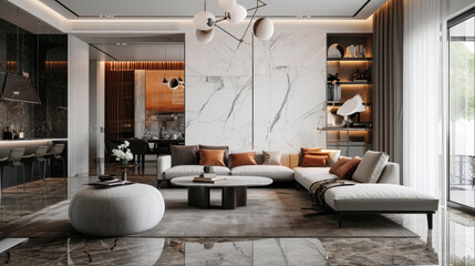 Luxury and modern living room with sofa and coffee table