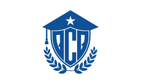 QCQ three letter iconic academic logo design vector template. monogram, abstract, school, college, university, graduation cap symbol logo, shield, model, institute, educational, coaching canter, tech