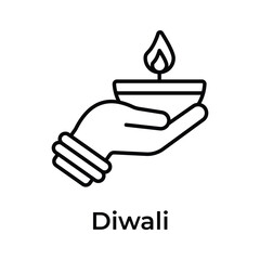 Diwali decoration, beautifully designed icon of oil lamp in modern design style, oil lamp in hand