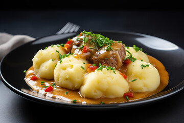 Pyzy are a type of polish dumpling. Image for cafe menu, Banner