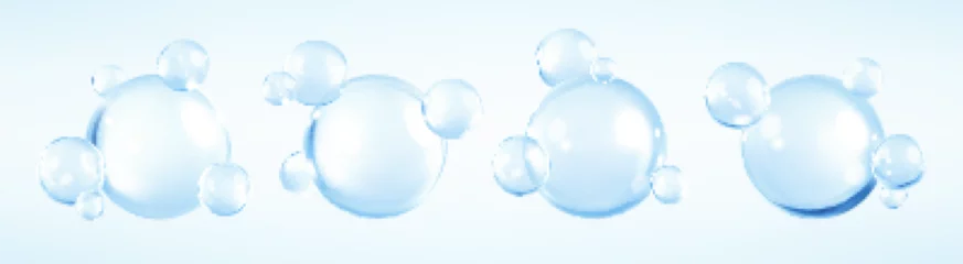 Poster Collagen serum or essence drop. Blue collagen serum bubbles. Cosmetic essence. Concept skincare cosmetics solution. Vector 3d illustration © Vector_Artist
