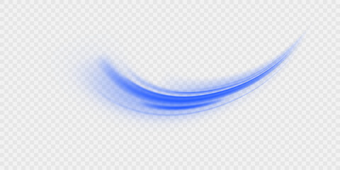 Obraz premium Wavy transparent curved lines in the form of a blue wave, dynamically flowing sea water in a large set of different contour shapes.