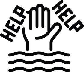 Obraz premium Help people marine icon outline vector. Oceanic insurance. Marine wreck