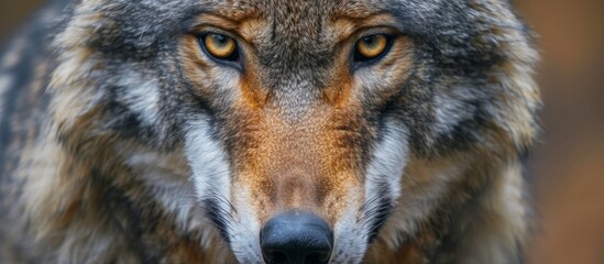 Obraz premium Intense close up of a majestic wolf's expressive face in the wild