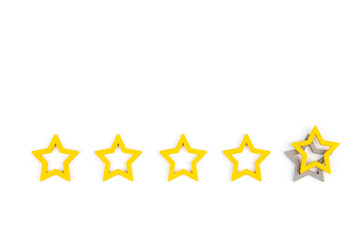 Gold, gray five stars shape on a white background. The best excellent business services rating...