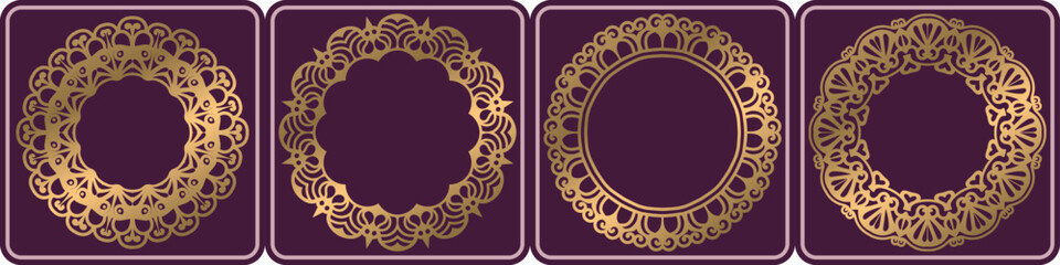 abstract floral golden frame. decorative art frame.