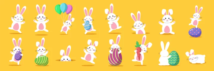 Gordijnen Easter rabbit, easter Bunny. Vector illustration. © 4zevar