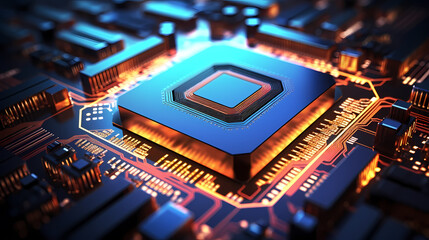 Fototapeta na wymiar Microchip, central computer processor CPU concept