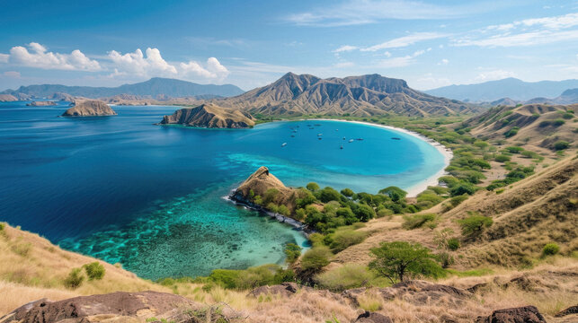 Panoramic view of a small island in the middle of the sea