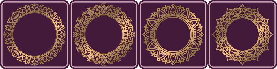 art circle elements design set. ornamental luxury mandala frame.