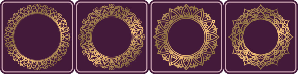 art circle elements design set. ornamental luxury mandala frame.