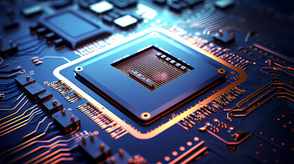 Microchip, central computer processor CPU concept