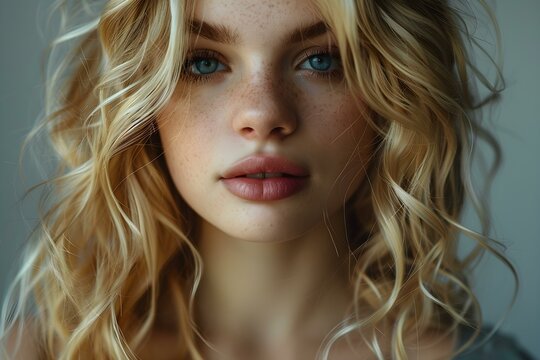 Model flaunts beautiful blonde hair for beauty haircare advertising requirements. Concept Beauty Haircare Advertising, Model Photoshoot, Blonde Hair Campaign, Product Promotion