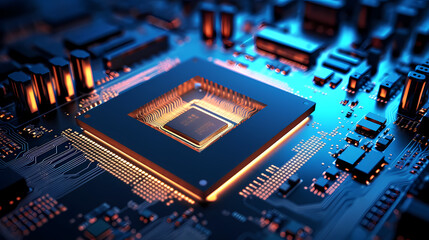 Fototapeta premium Computer chipsets and electronic motherboards