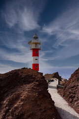 Punta de Teno, Lighthouse in the west of Tenerife, Spain. - 740739671