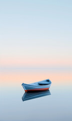 Naklejka premium A boat anchored on a calm lake