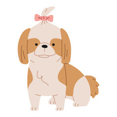 Shih Tzu 1 cute on a white background, vector illustration.