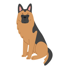 German Shepherd 1 cute on a white background, vector illustration.