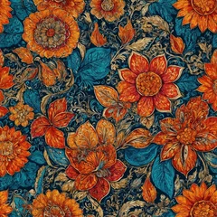 Fotobehang seamless pattern with flowers © Ai Art Pro