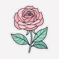 Pink rose illustration vector sticker design