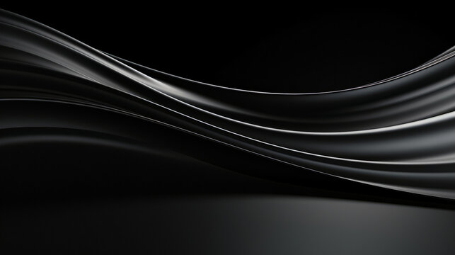 Abstract luxury black wave background. Abstract wavy texture for exhibition product. Beautiful black wave flow, background. Generative AI