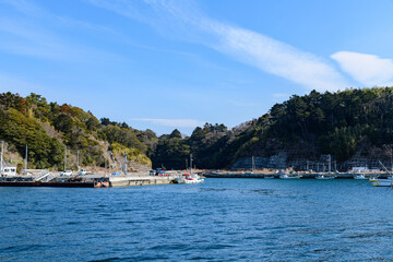 Fototapeta na wymiar 宮城 女川町と出島江島の離島航路 