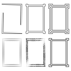 Set of frames border line page vector vintage grunge simple vertical. Black rectangle border frame vector illustration.