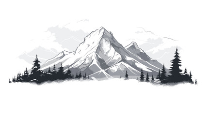 Abstract pristine white snow-capped mountain. simple Vector art