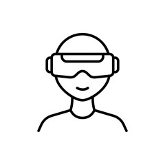 Virtual reality outline icons, minimalist vector illustration ,simple transparent graphic element .Isolated on white background