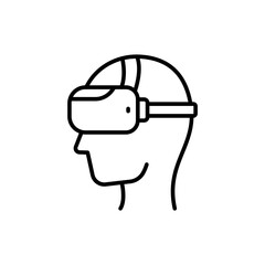 Virtual reality outline icons, minimalist vector illustration ,simple transparent graphic element .Isolated on white background
