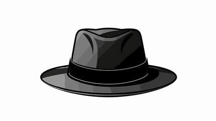 Abstract black fedora hat with a ribbon. simple Vector art