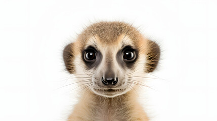 Meerkat pup on white background