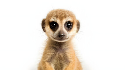 Fototapeta premium Meerkat pup on white background