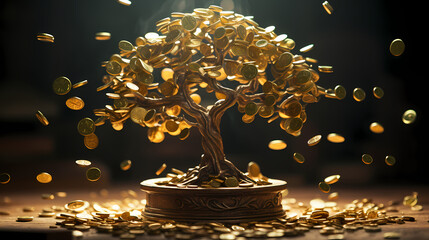 Stack of coins with blurred background