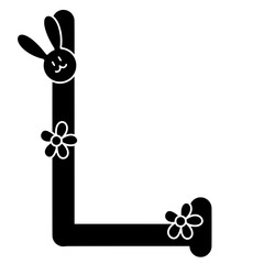 letter L cute Easter bunny alphabet spring flower for birthdays name tag nursery and baby shower decor