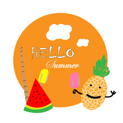 Summer Season images, colorful summer season background, summer illustration, summer hand drawn illustration, hello summer