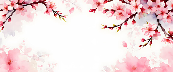 Obraz na płótnie Canvas Gorgeous pink flower isolated on white background. Cherry blossom illustration in watercolor style. Abstract watercolor painting.